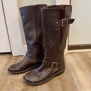 b.o.c. Austin Leather Riding Boots adjustable ankle & calf buckles in dark brown